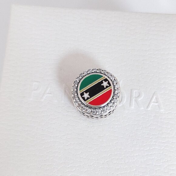 Pandora St. Kitts & Nevis Flag Exclusive Bead Charm S925 Silver with box - Picture 7 of 7